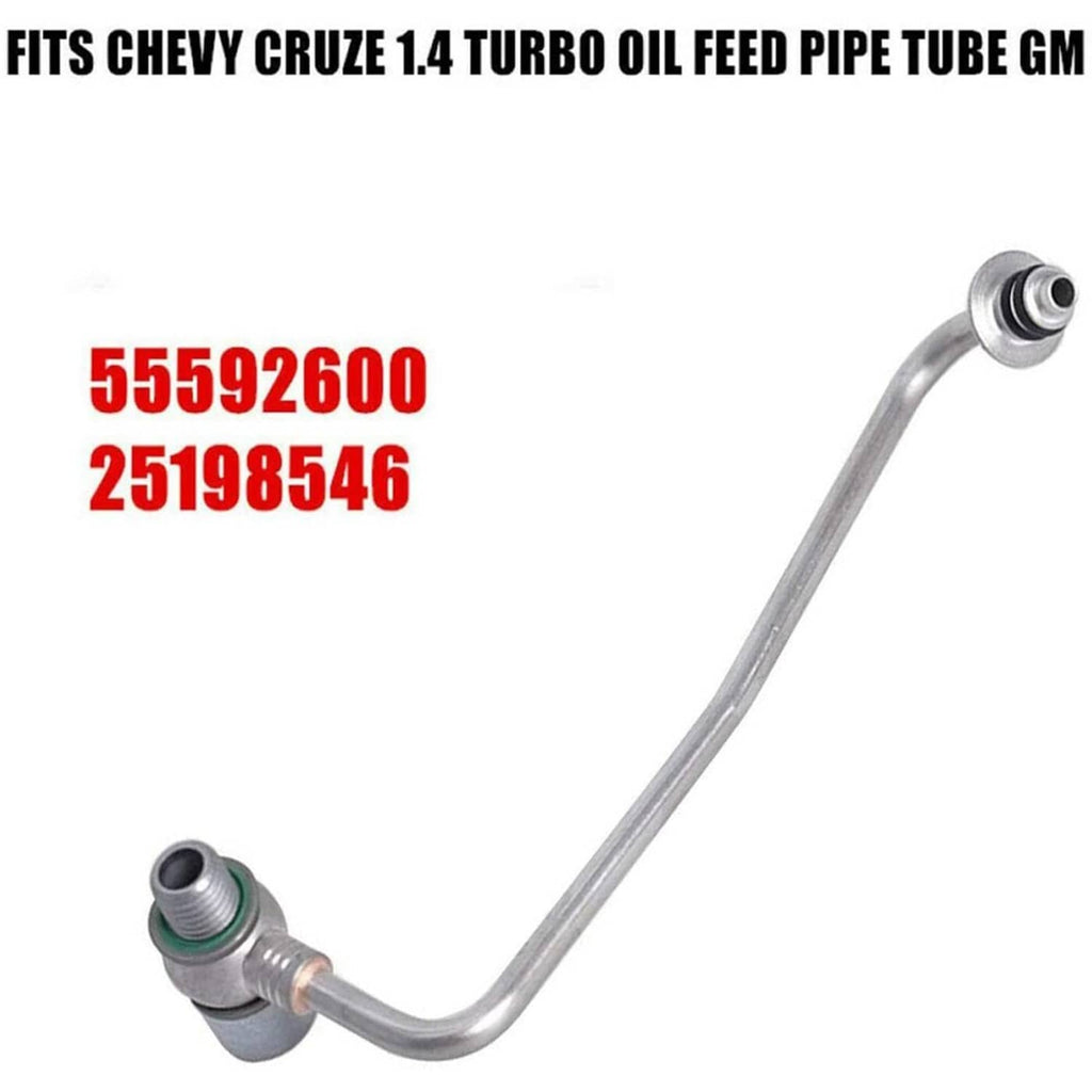 Turbo oil feed pipe tube with curved metal line and threaded connection