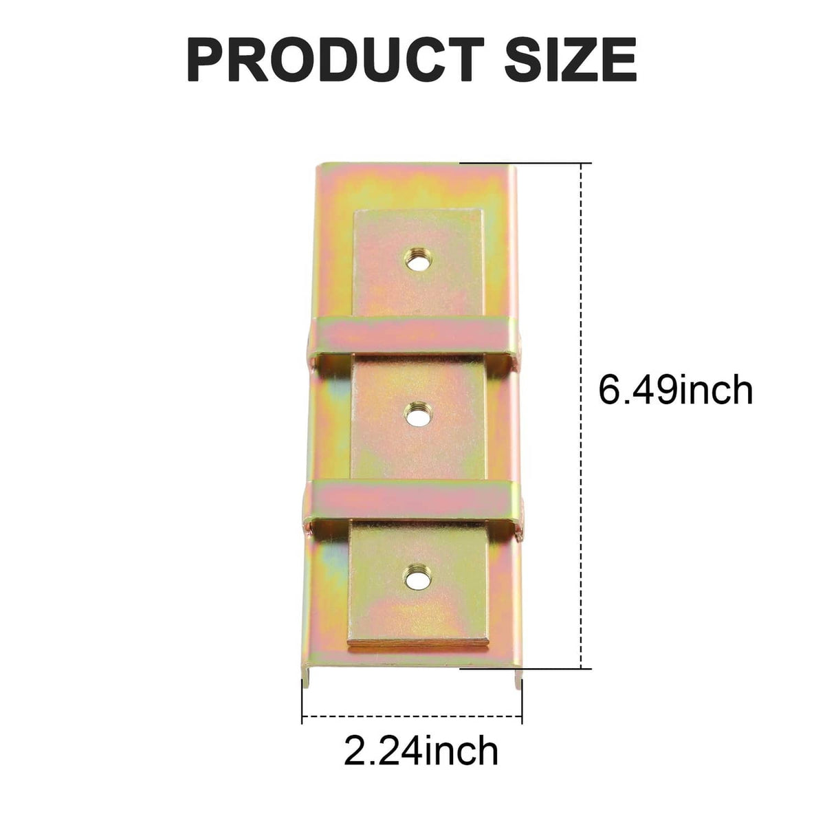 Weld-on hidden hinge bracket set with three mounting holes, rainbow zinc plated