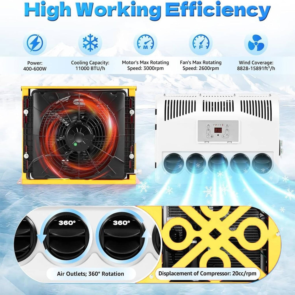 Split air conditioner system with outdoor fan unit and indoor multi-vent evaporator unit