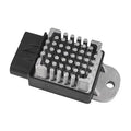 Engine cooling fan relay with metal pins and black plastic housing, mounting ear