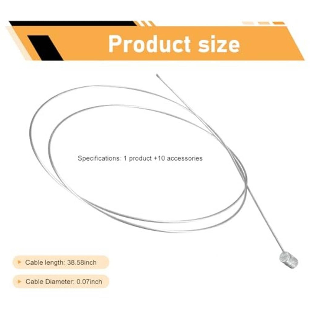 Flexible silver motorcycle throttle cable with ball ends, shown as a length loop