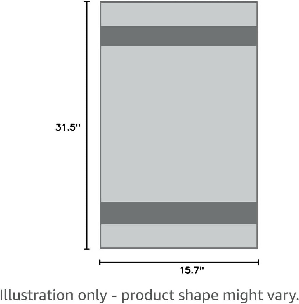 Microfiber towel dimensions illustration showing height and width in inches