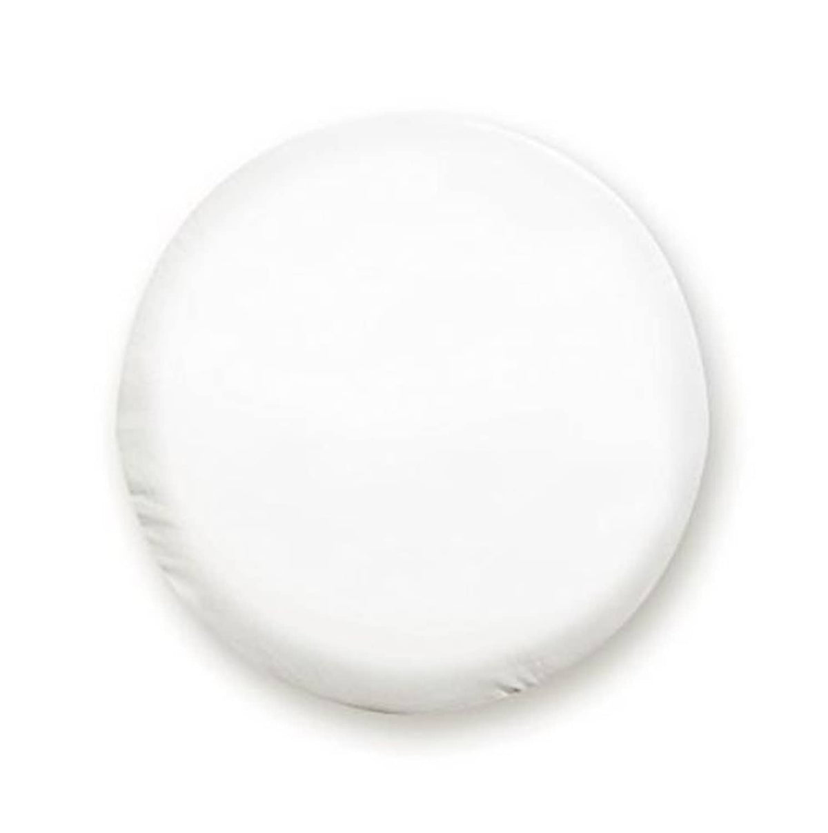 White spare tire cover, round fitted vinyl with slight wrinkles