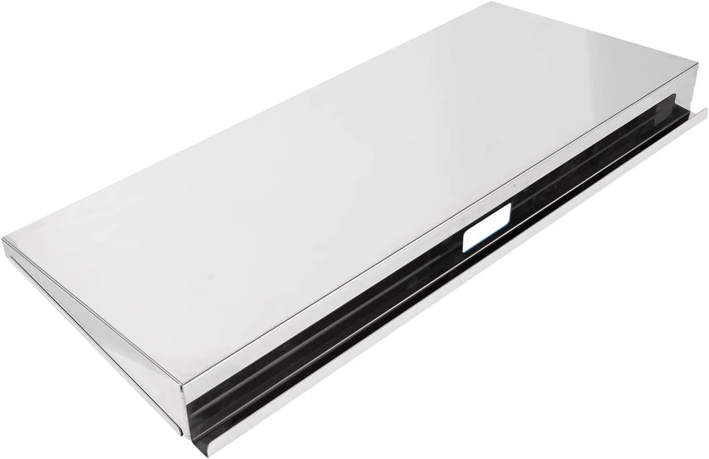 Stainless-steel rectangular grill serving shelf tray with integrated side mounting bar