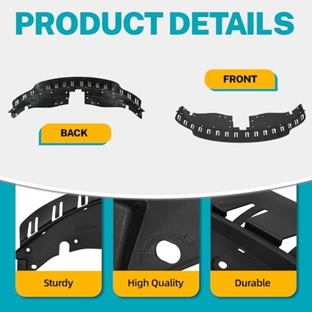 Black radiator support cover set shown as front and back pieces