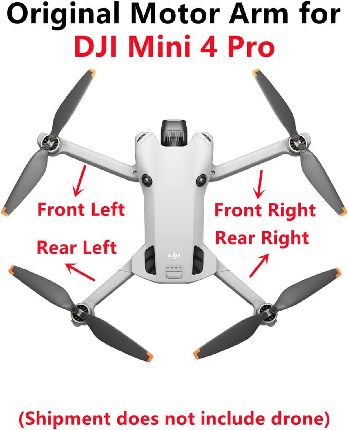 DJI Mini 4 Pro motor arms diagram, showing front right arm and prop mounts