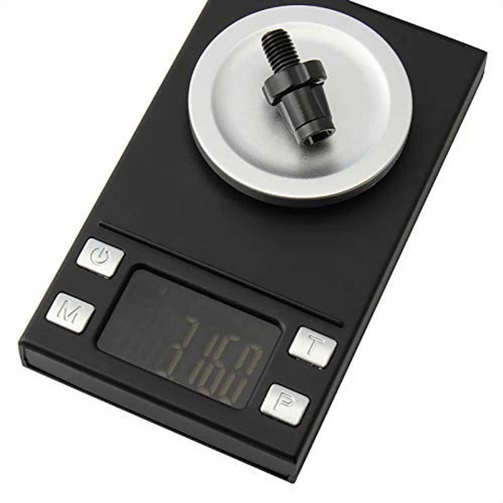 Black threaded brake lever barrel piece with measuring scale on a digital display