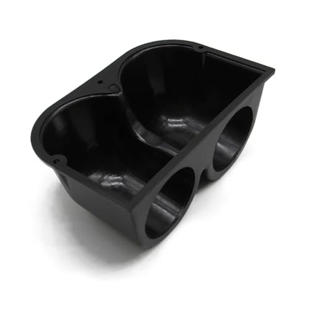 Black dual gauge pod interior view with two circular ports