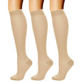 Beige knee-high compression socks, 3 pairs in a set