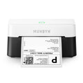 Black and white thermal shipping label printer with barcode label loaded