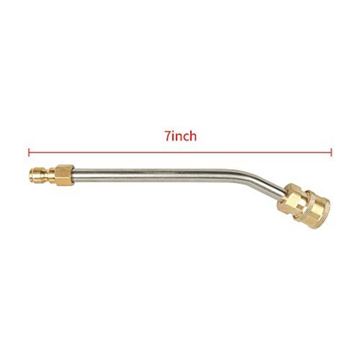 7-inch curved gutter cleaner attachment wand with brass connectors and stainless steel body