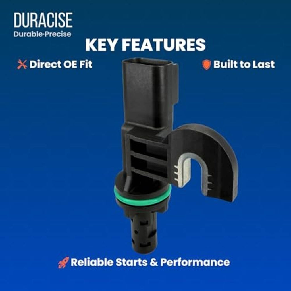 Black camshaft position sensor with green O-ring, bracket mount, and electrical plug