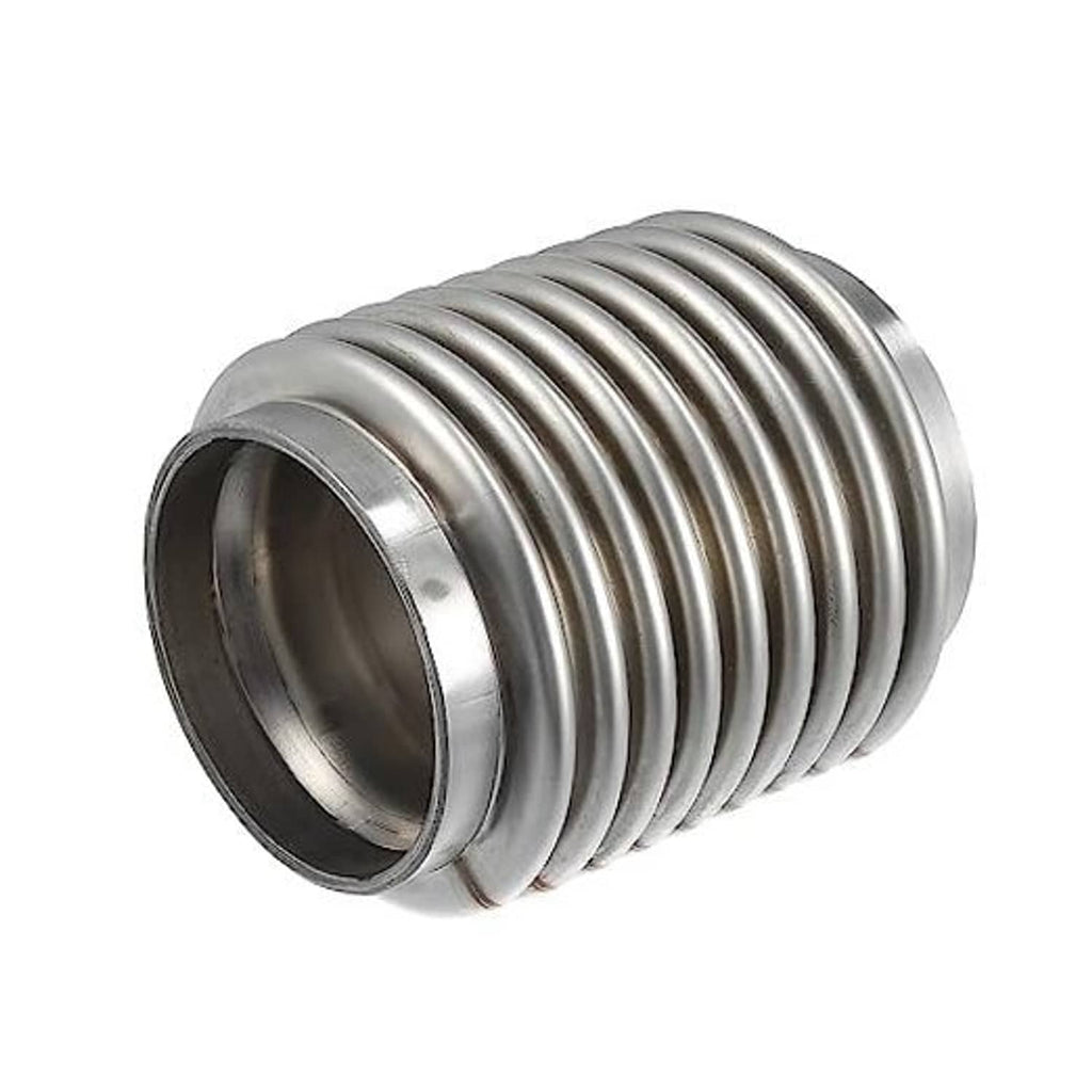 Stainless steel flexible exhaust pipe connector with ribbed metal bellows, round end
