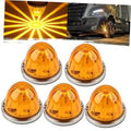Set of five amber round LED roof marker lights with chrome bases
