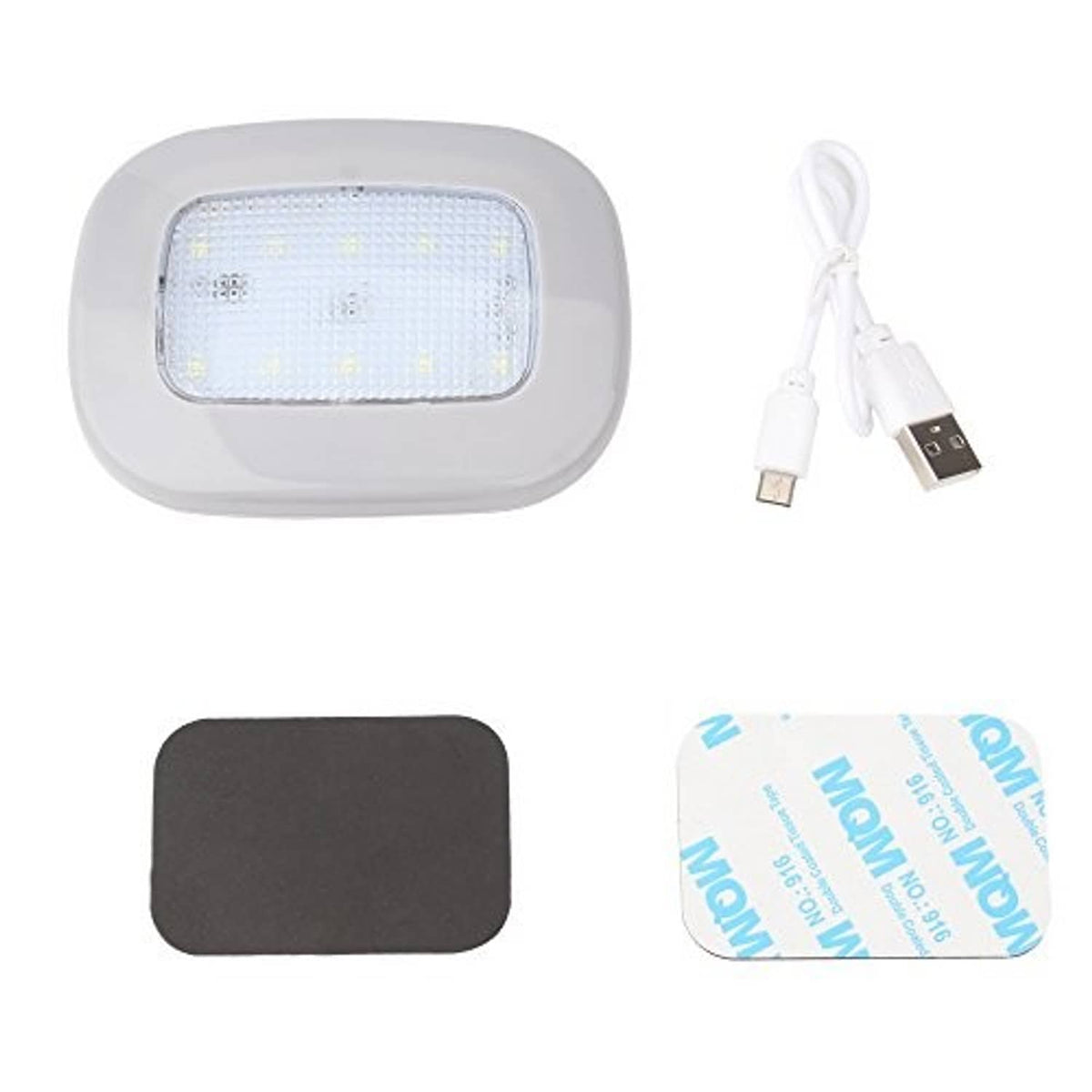 Gray oval dome LED light with clear lens and USB cable
