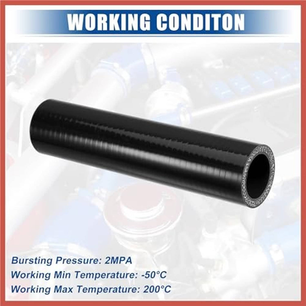 Black silicone straight hose connector, long cylindrical body with open ends