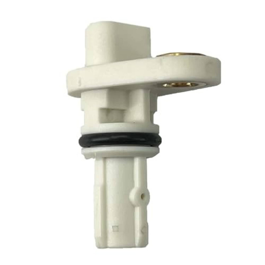 Crankshaft position sensor with white housing, black rubber seal, and connector