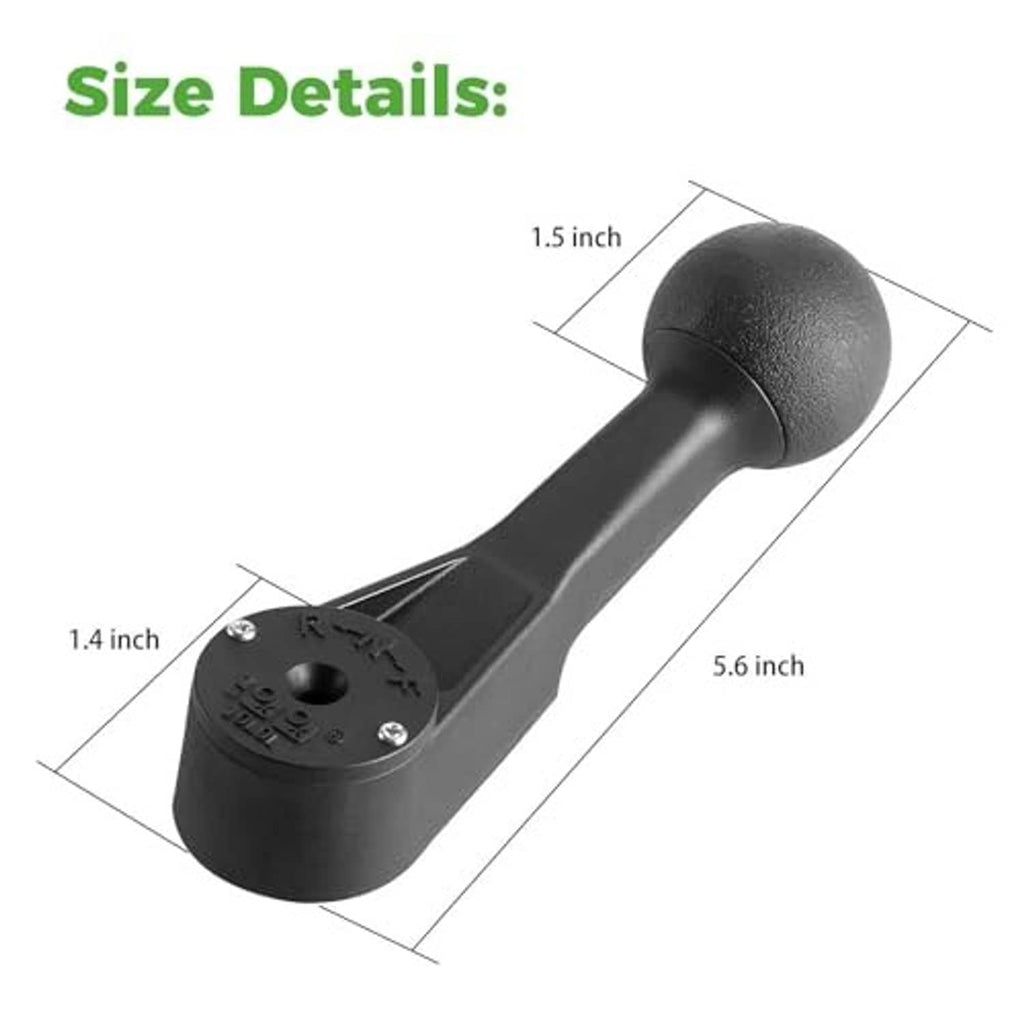 Black golf cart shifter handle lever with round knob, front view showing size