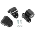 Engine motor mount bracket kit: three black brackets with bolts and washers