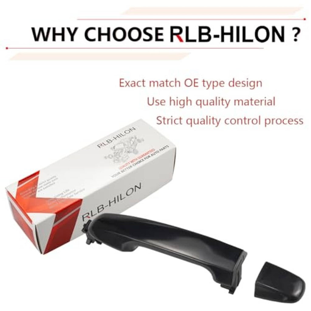 Black exterior door handle with instruction-style box and matching end cap