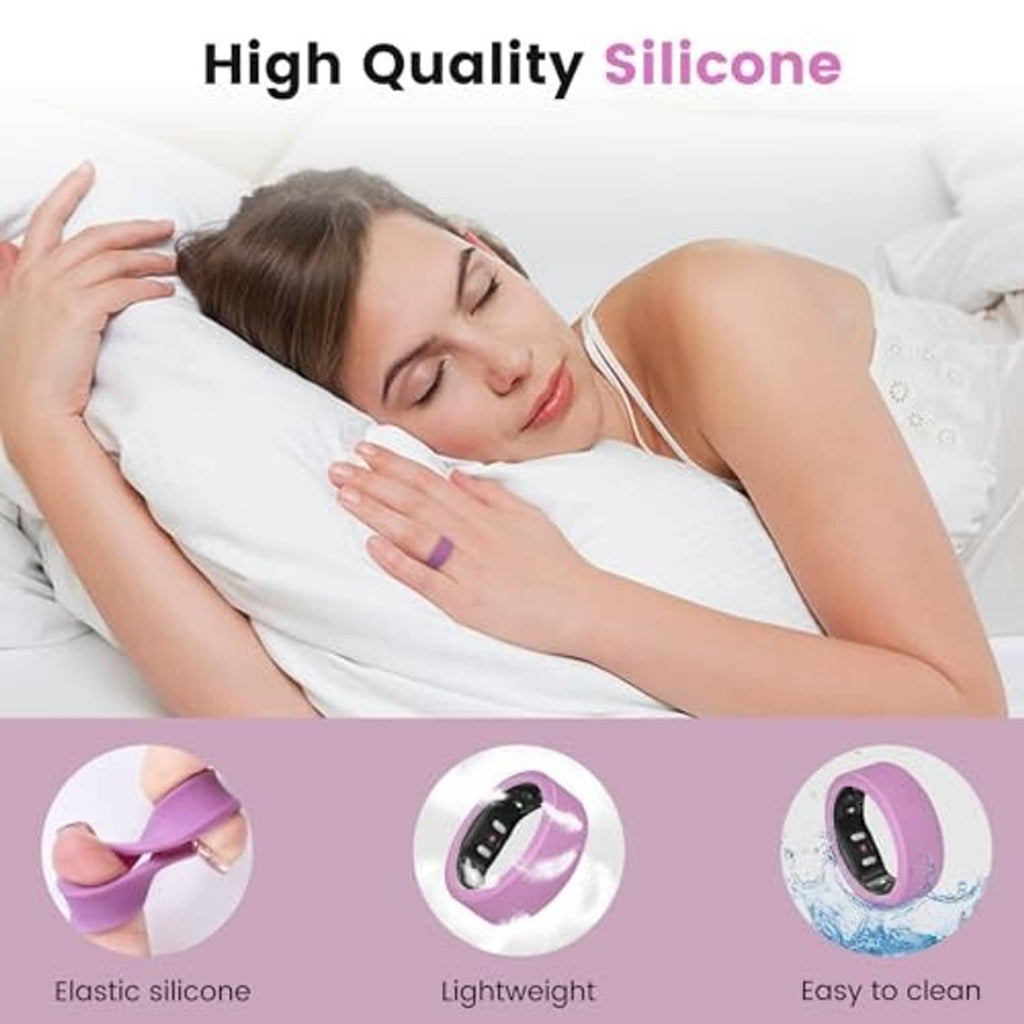 Light purple silicone ring cover shown close-up on wearable device