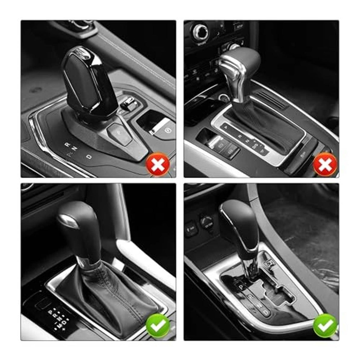 Installed black leather 5-speed gear shift knob with numbered dial and silver base