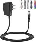 Black AC adapter charger with DC barrel connector and long coiled cable
