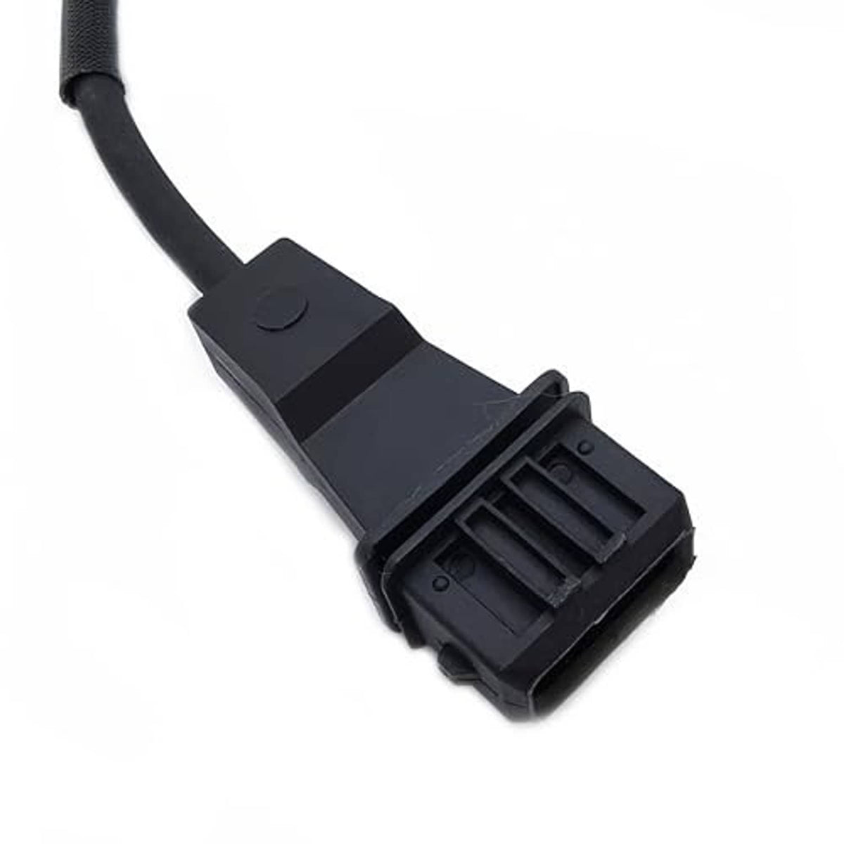 Crankshaft position sensor connector end with molded tab and wire lead