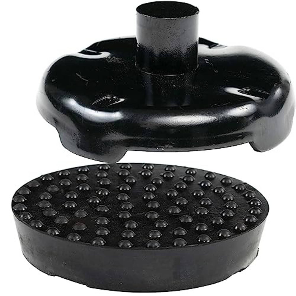 Black rubber floor jack saddle pad with raised grip studs