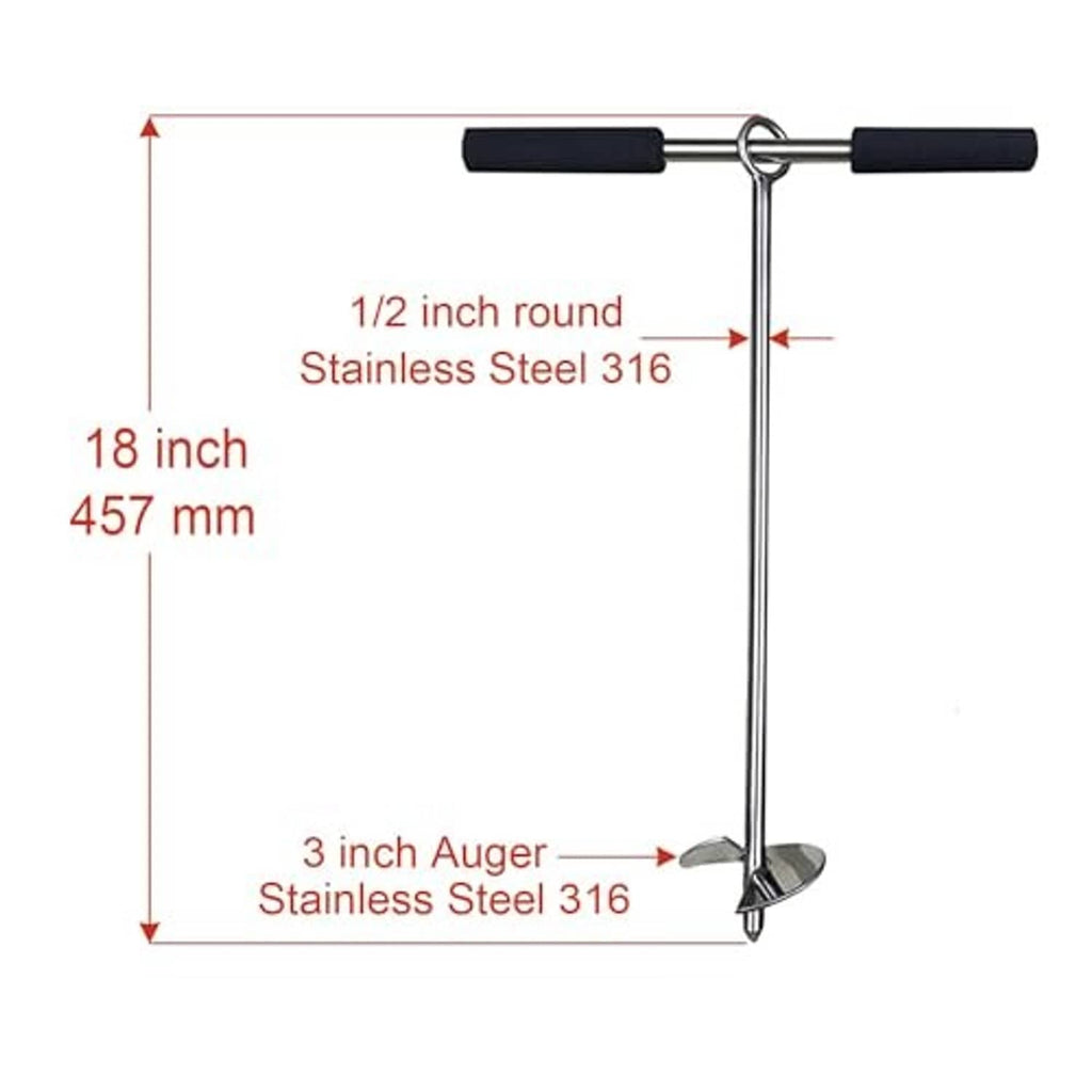 316 stainless steel sand anchor shaft with spiral auger and cross handle