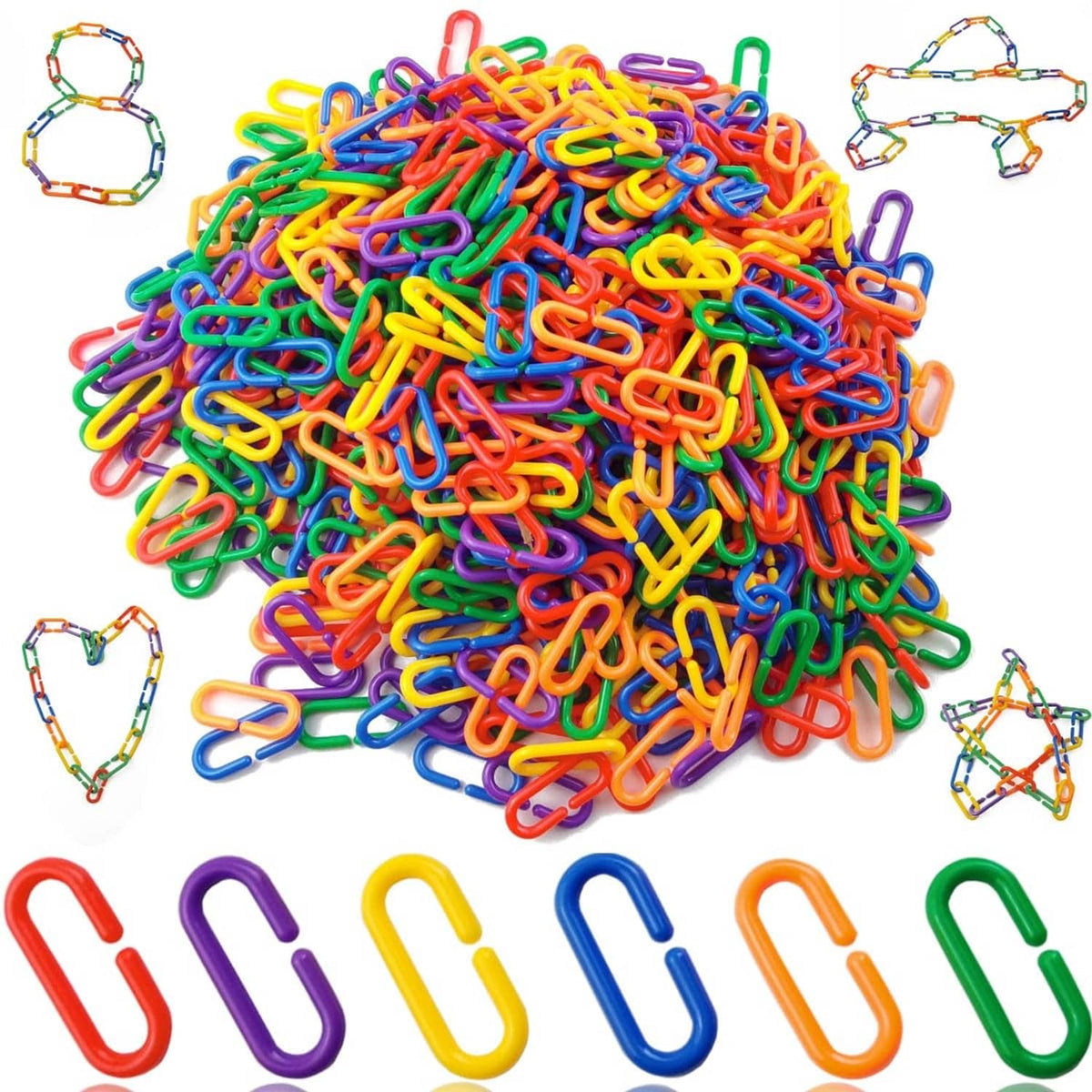 RivetOak RONYOUNG 620PCS Rainbow C-Clips Plastic 1.49" x 0.62" x 0.15", Multicolored