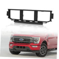 Black front lower center bumper grille on red Ford F-150, front view