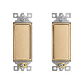 Matte champagne single pole light switch device with mounting yokes, no wall plate.