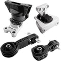Engine and transmission mount set with black rubber bushings and metal brackets