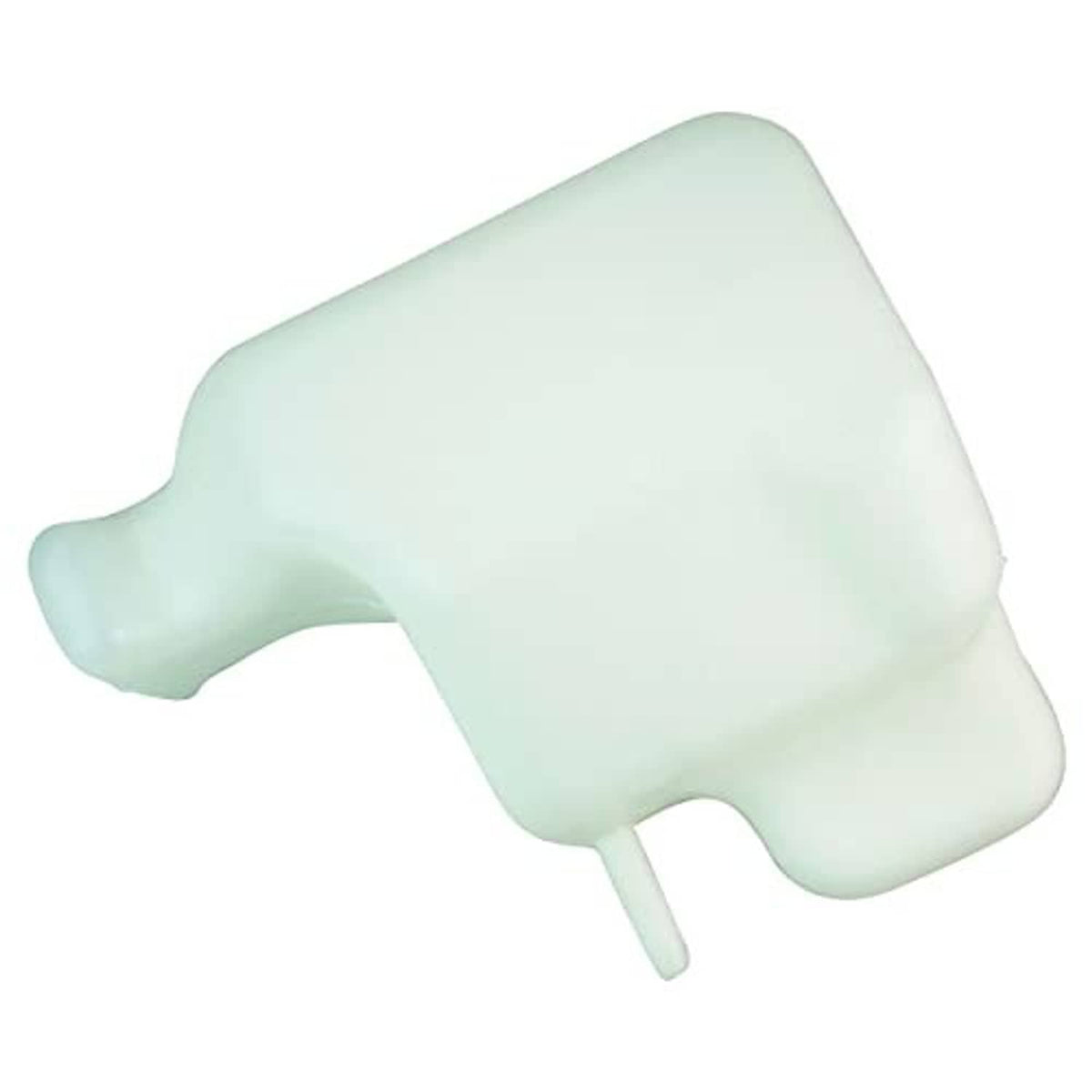 Translucent coolant reservoir tank with outlet tube and mounting vent