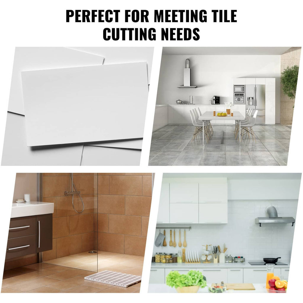 Tile cutter shown with large tile slabs, for wall and floor cutting