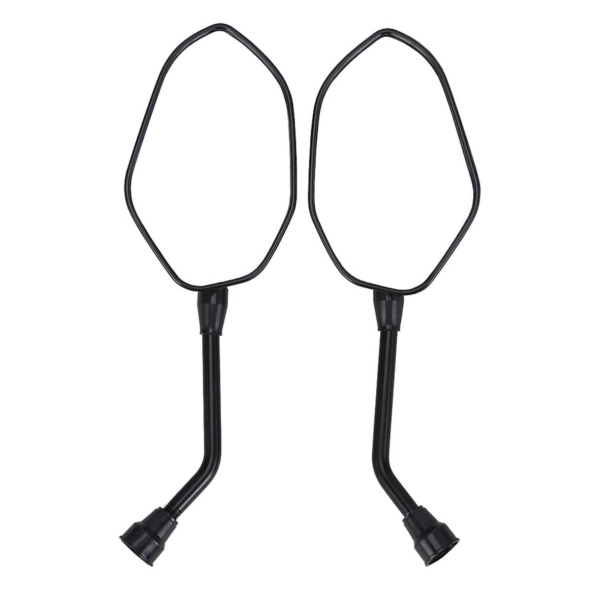 Pair of black ATV rearview side mirrors with long stems and mounting ends