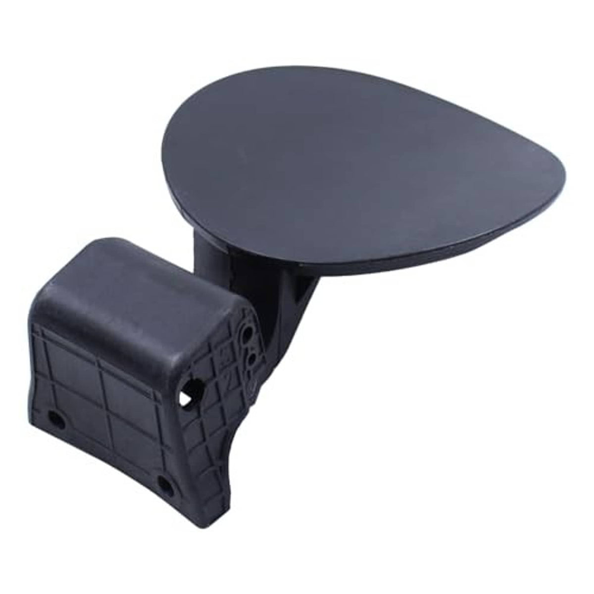 Fuel filler door cover with curved cap and side latch mounting points