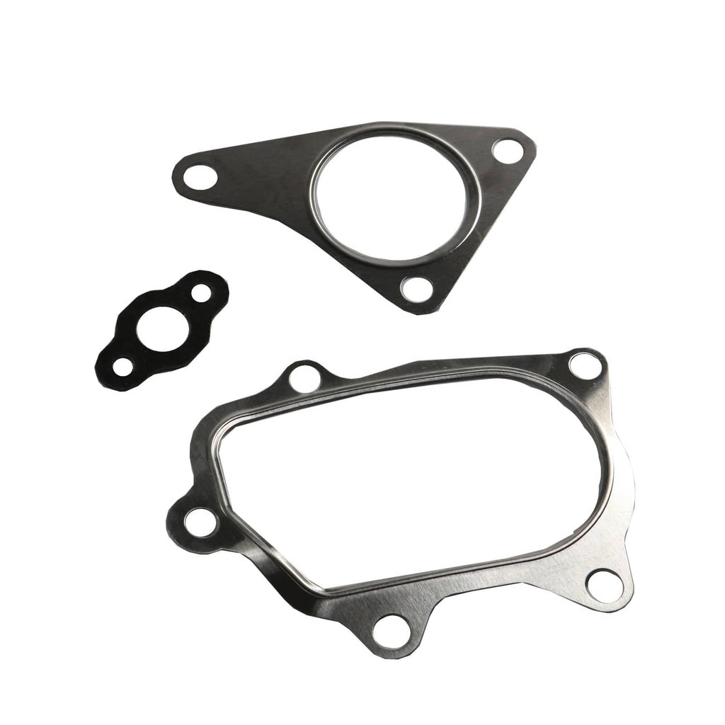 Turbocharger gasket kit with two metal plates and a small seal ring