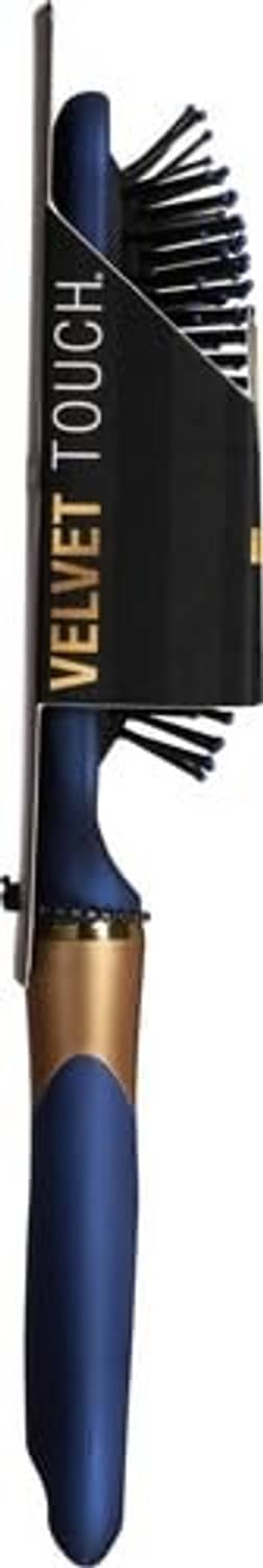 Blue paddle hair brush with cushion base and ball-tipped nylon bristles