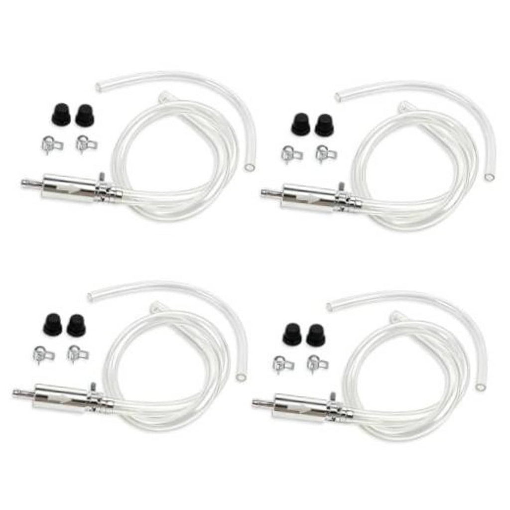 Brake bleeder hose kit with check valve, clear hoses, and metal connectors