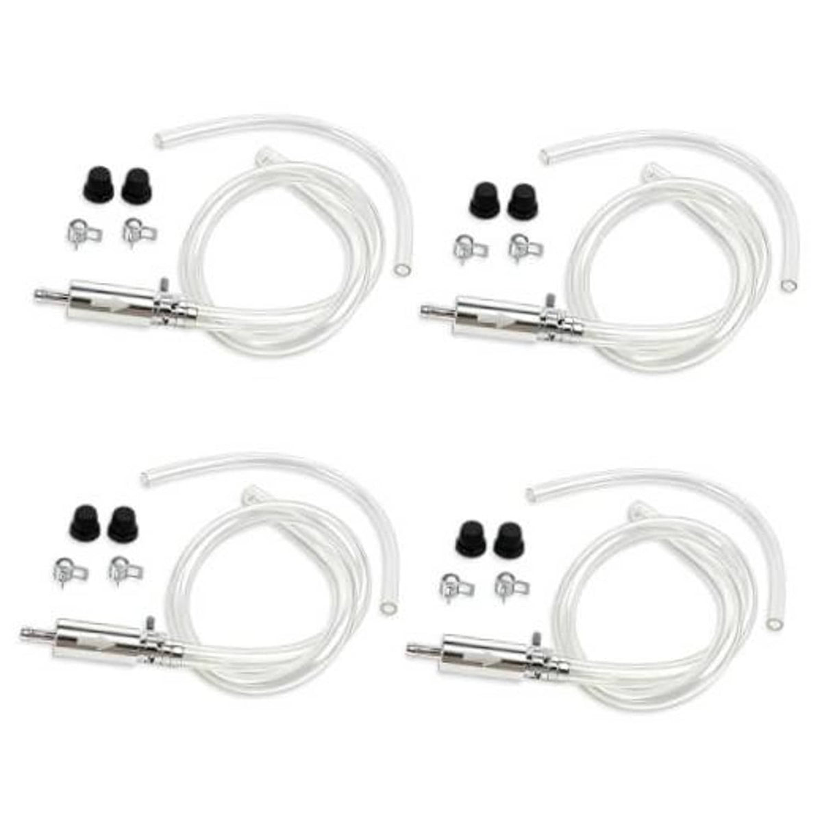 Brake bleeder hose kit with check valve, clear hoses, and metal connectors
