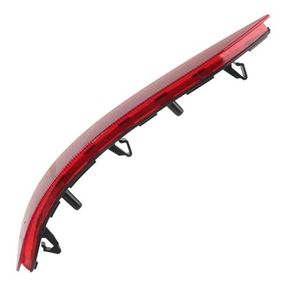 Red rear bumper reflector with black base and multiple mounting brackets