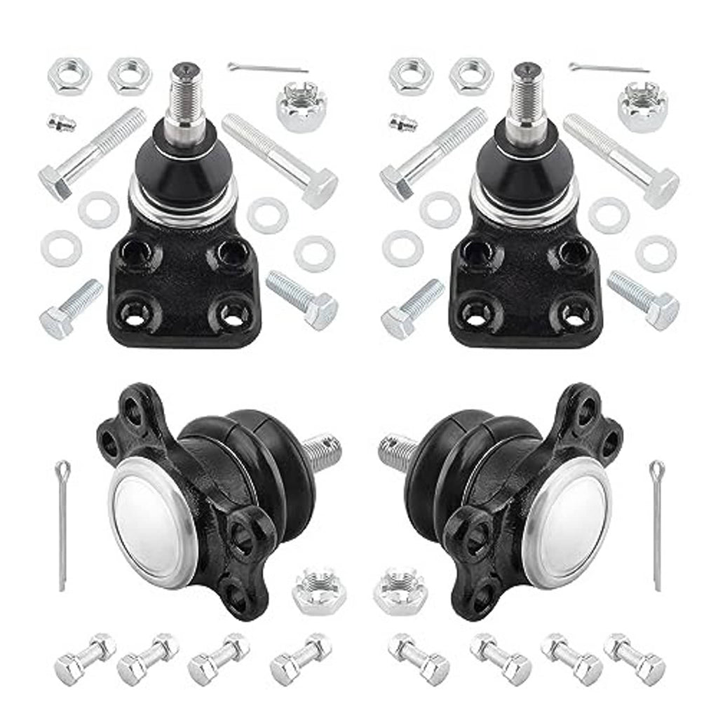 Pack of ball joints: black boots, steel ball studs, and assorted nuts and bolts