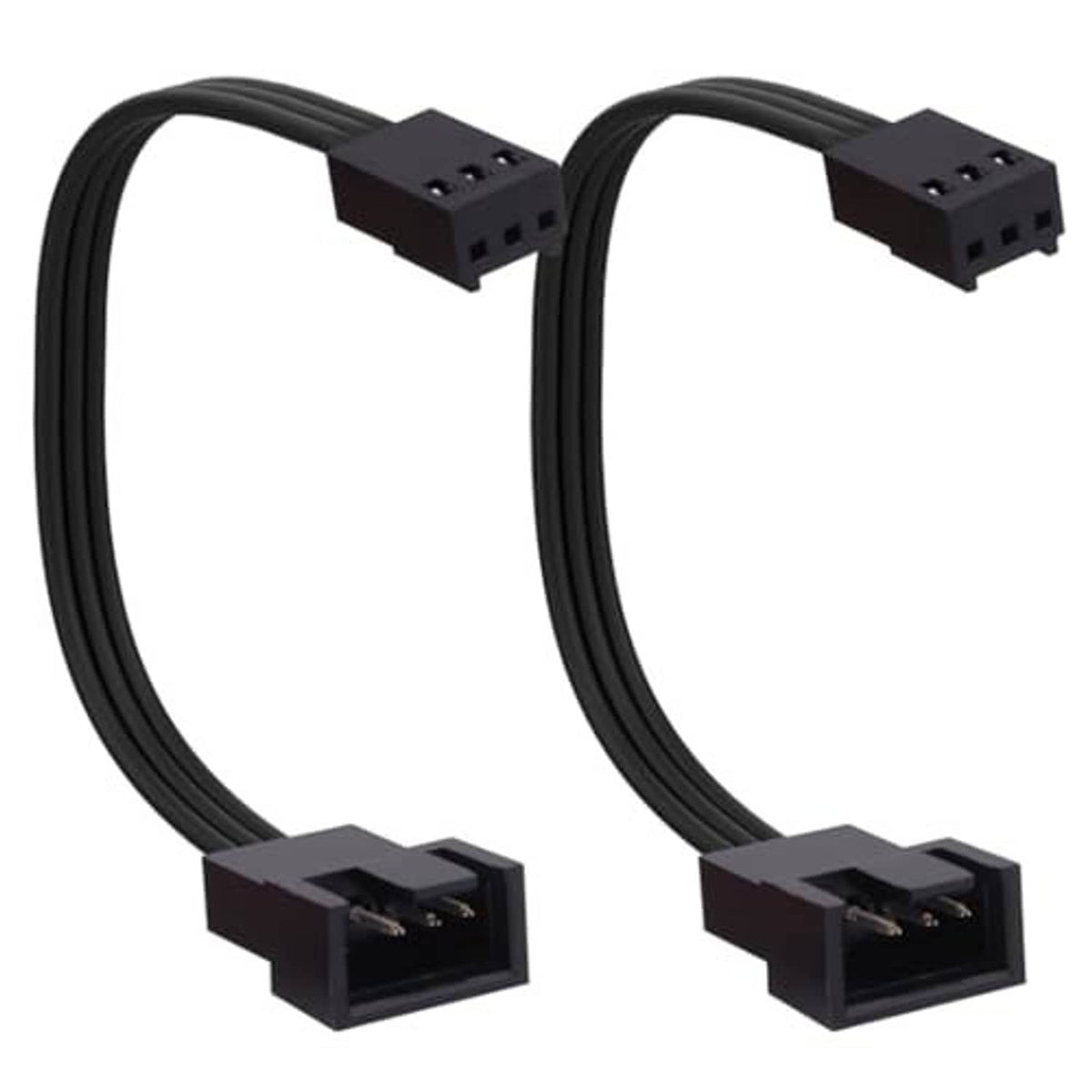 Black PWM fan splitter cable with two 4-pin connectors and two 3-pin ends