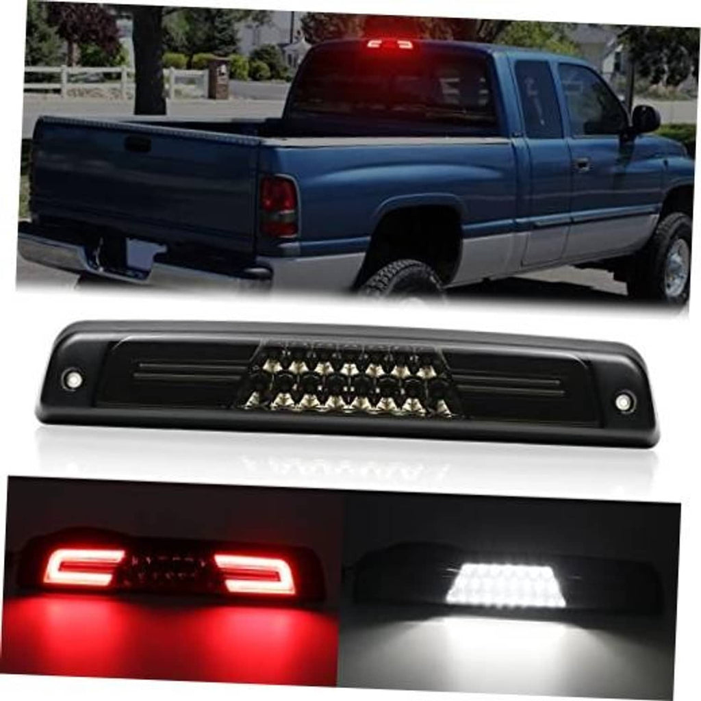 Smoked LED third brake light replacement in black housing, mounted on pickup truck