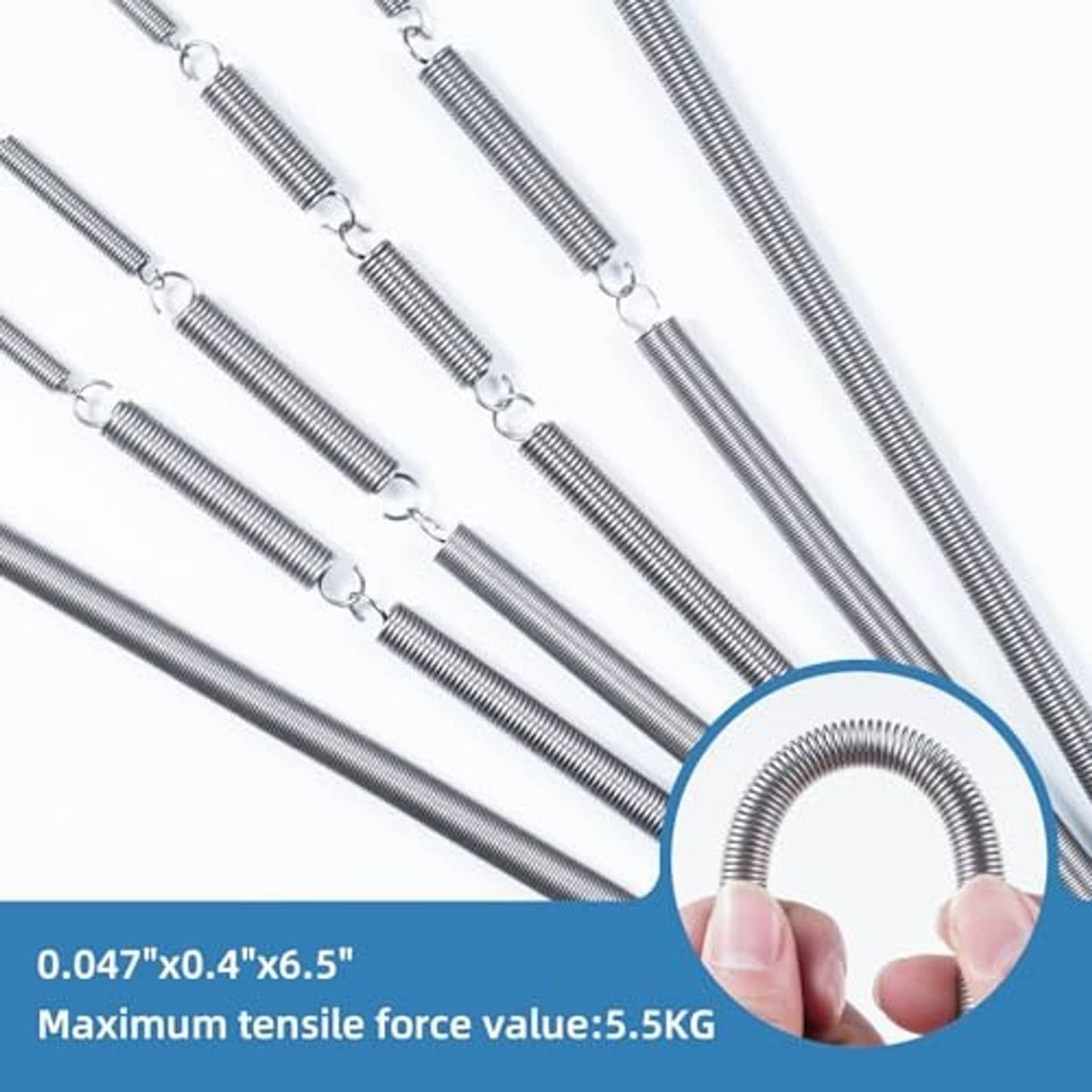6 pack extension springs, 0.047 in wire diameter, loop end hooks