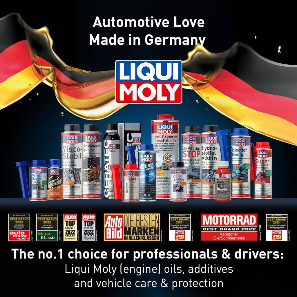 Liqui Moly automotive oil additive bottles assortment with black caps