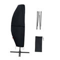 Black patio umbrella cover with cinch straps and drawcord, for offset umbrellas