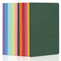 Assorted A5 blank notebooks with colorful covers and one dark green notebook